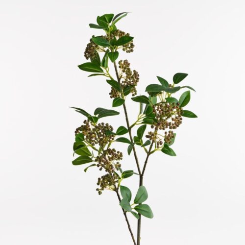 Seeded Berry Spray Greeen Burgundy 87cm