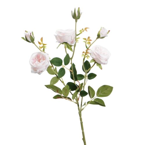 Artificial David Austin Rose Spray Pale Pink 81cm