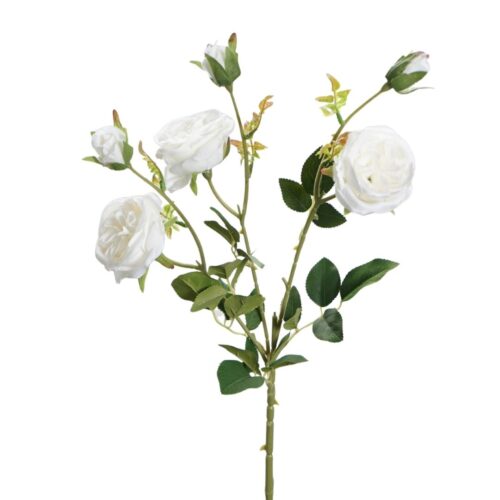 Artificial David Austin Rose Spray White 81cm