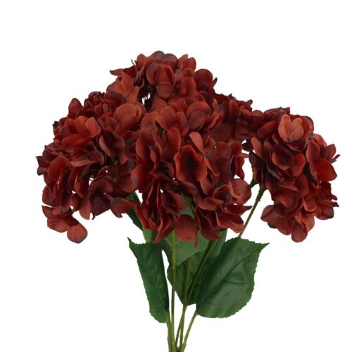 Artificial Hydrangea Bunch Burgundy 50cm