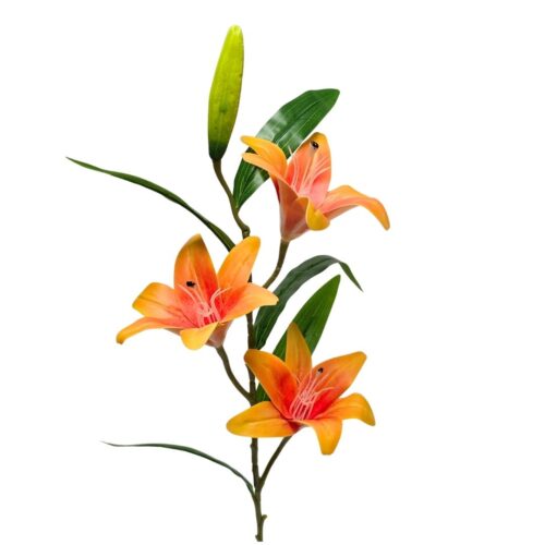 Artificial Lily Spray Asiatic Orange 100cm