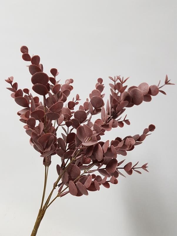 Artificial Eucalyptus Bush Dusty Red 34cm