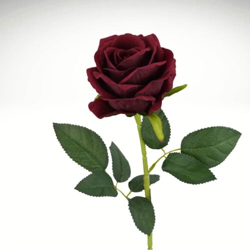 Artificial Rose Velvet Burgundy 54cm