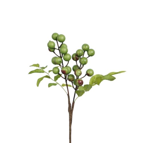 Artificial Woodland Berry Stem Green 32cm