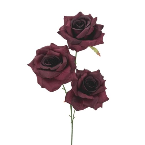 Full Bloomed Rose Spray Burgundy 66cm