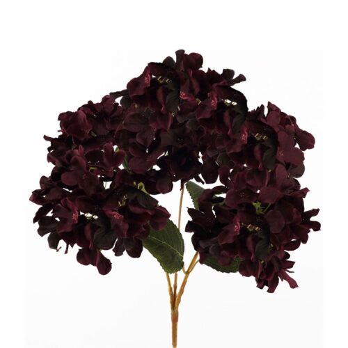 Artificial Hydrangea Bunch Burgundy 45cm
