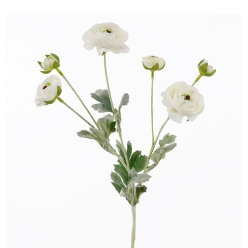 Artificial Ranunculus 6H White 67cm