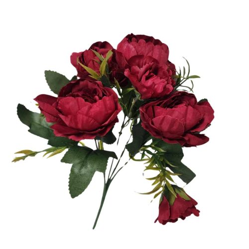 Mini Peony Bunch Burgundy 30cm